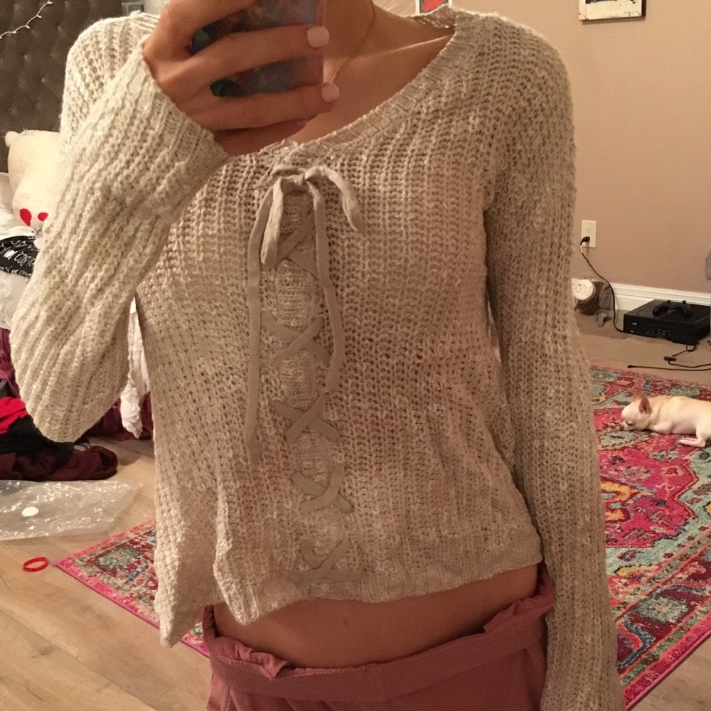 Lace up sweater